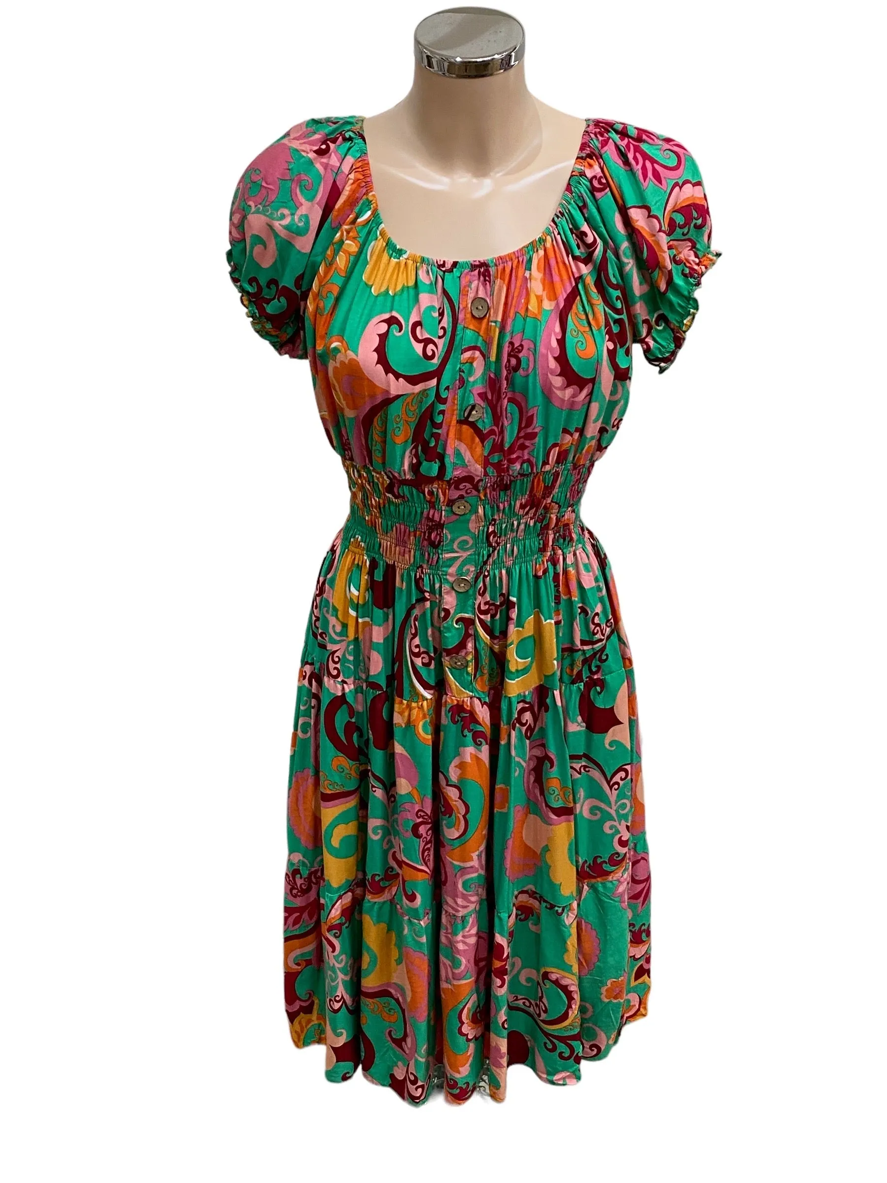 New Retro Print Bardot Midi Dress (2 Colours)