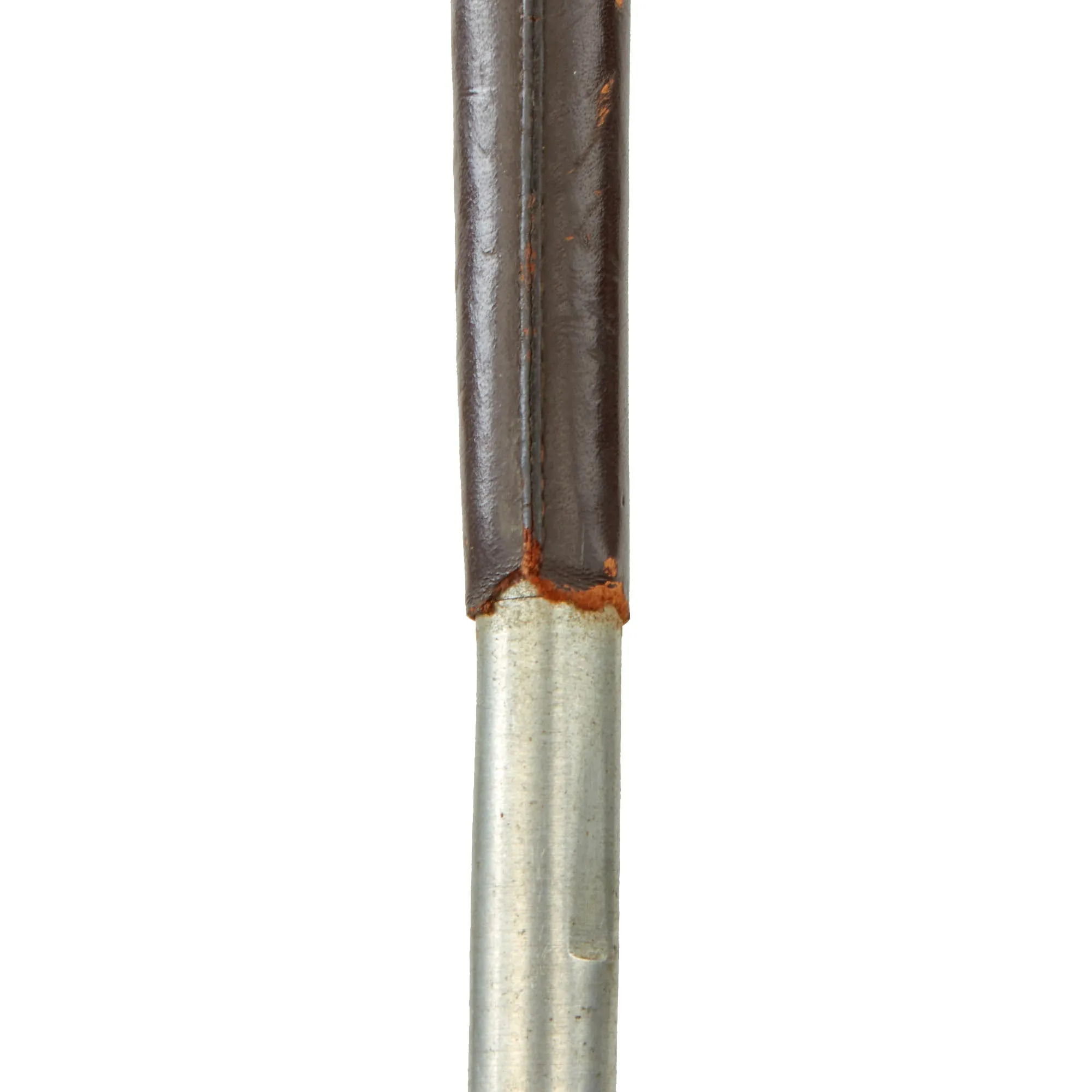 Original British WWI Officer's Private Purchase Leather Covered Aluminum Swagger Stick With Weighted Skull End For Use As Trench Club Circa 1917