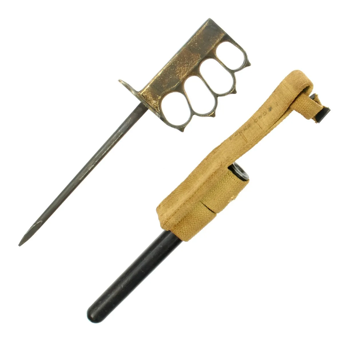 Original British WWII Custom Brass Knuckle Duster Trench Spike Knife