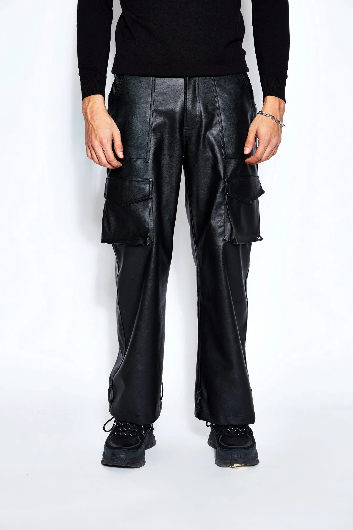 Patchwork Leather Bomber Jacket and Pant Set