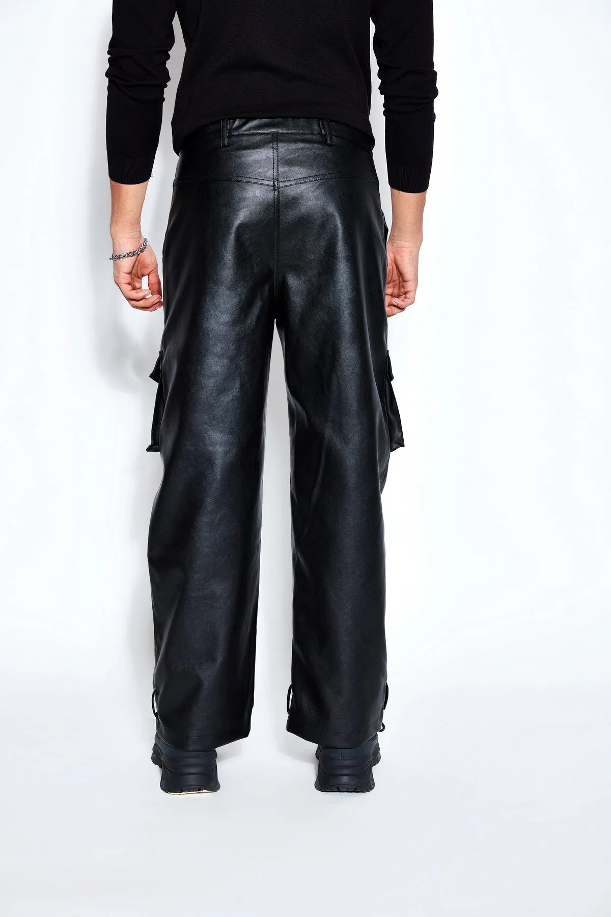 Patchwork Leather Bomber Jacket and Pant Set