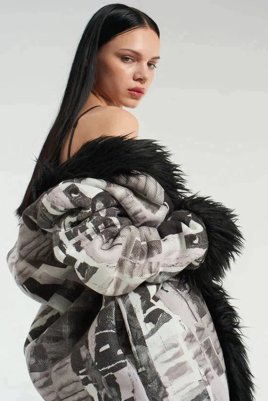 POSEUR GRAPHIC PRINTED TRENCH COAT