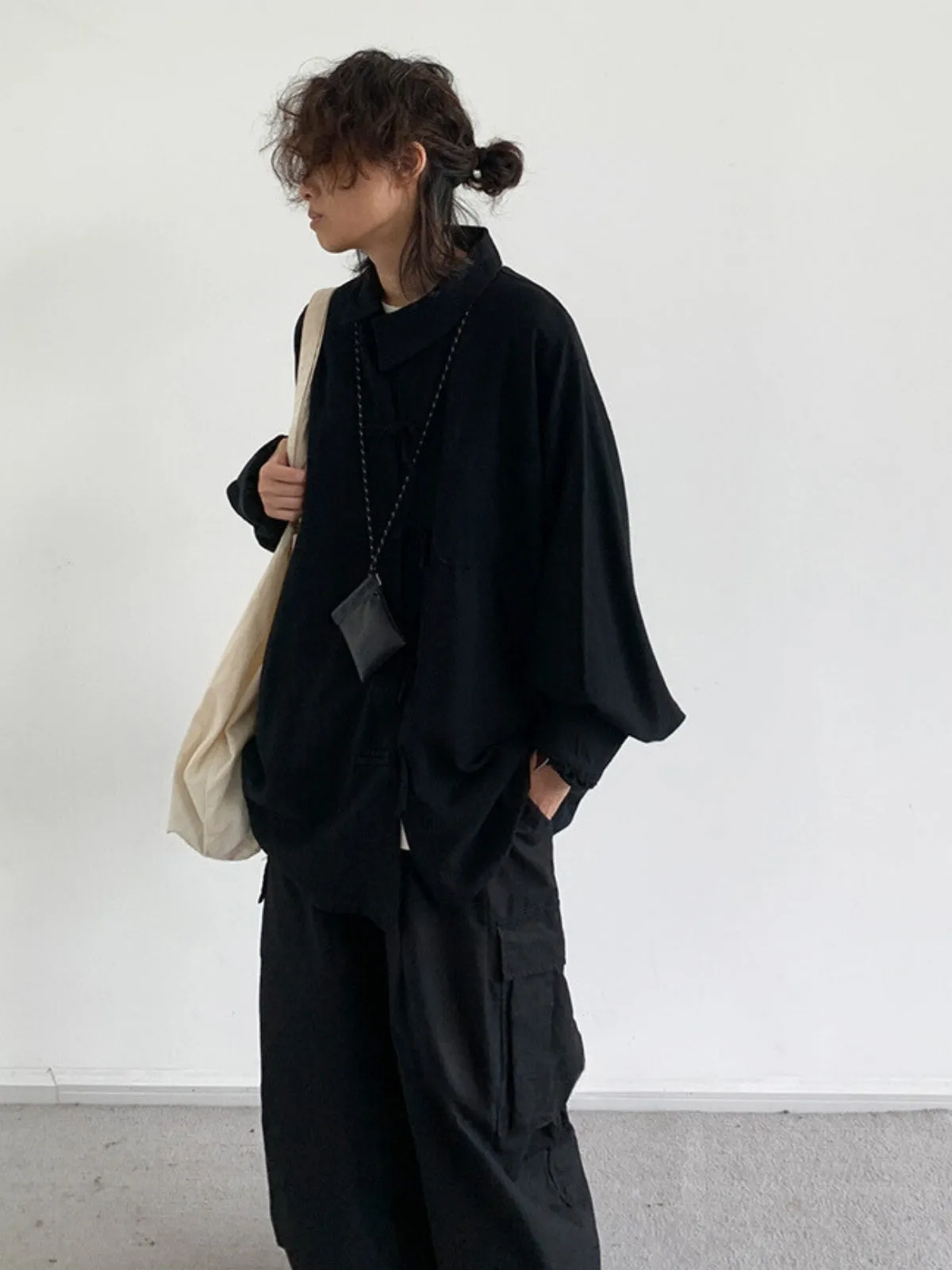 Retro Linen Slant Collar Jacket