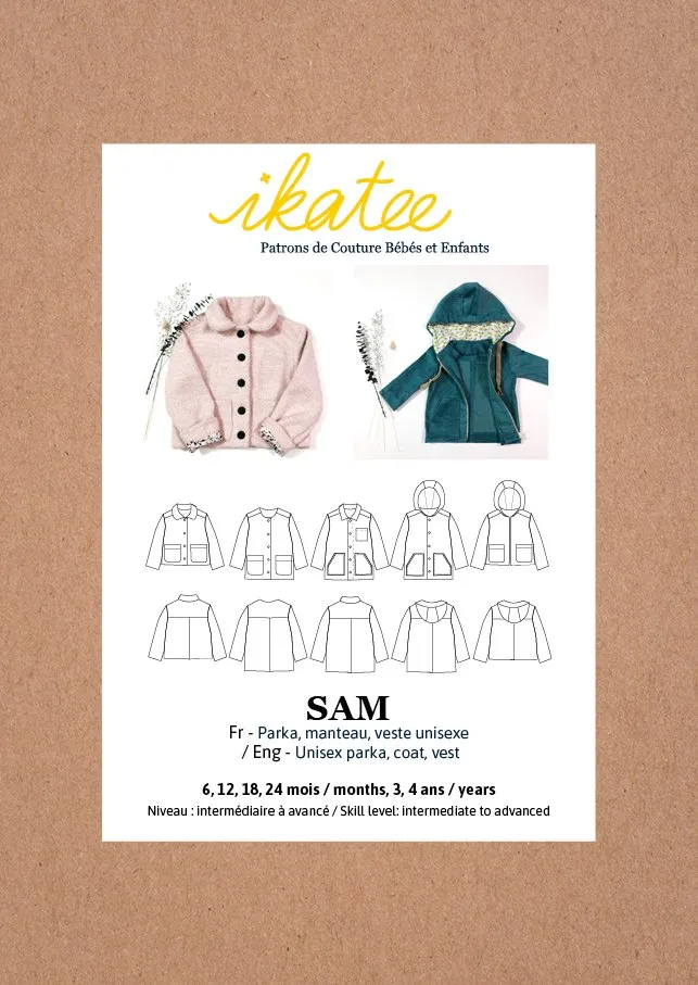 Sam Parka & Jacket Sewing Pattern - Baby Unisex 6m-4Y - Ikatee