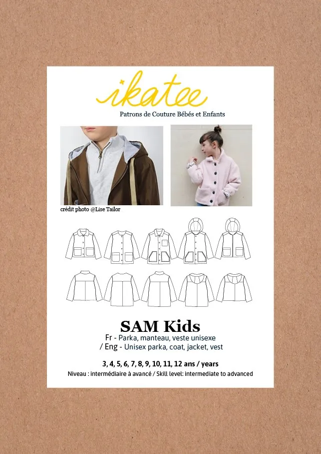 Sam Parka & Jacket Sewing Pattern - Kids Unisex 3/12Y - Ikatee