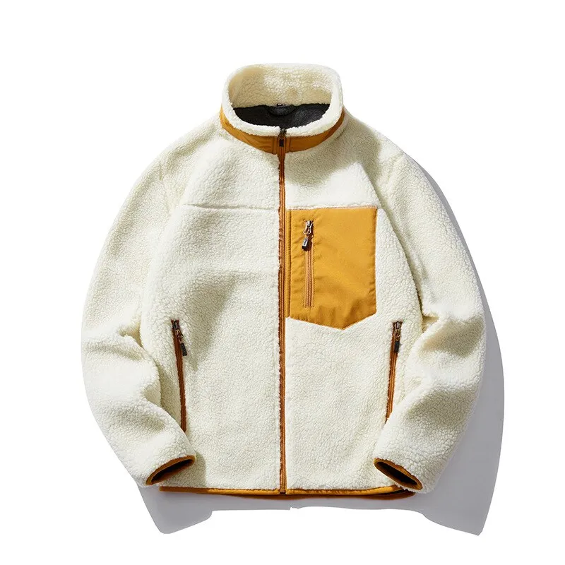 Sherpa Jacket Men Sherpa Fleece Jacket Streetwear Fashion Trends Autumn Winter Jackets and Coats Men Thick Warm Coat  Trends