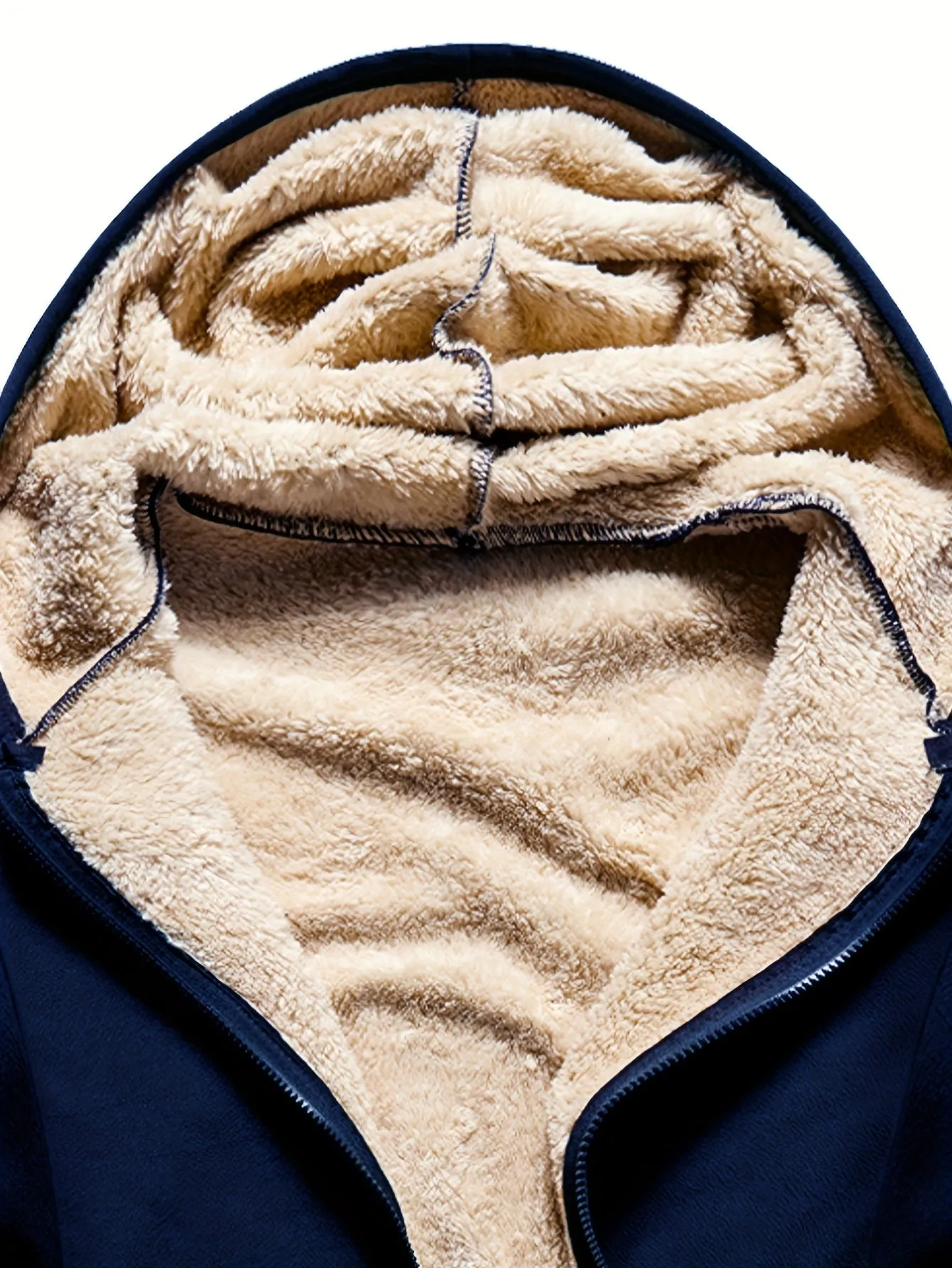 Solid Sherpa Lined Men's Hooded Jacket Casual Long Sleeve Hoodies With Zipper Gym Sports Hooded Coat For Winter Fall