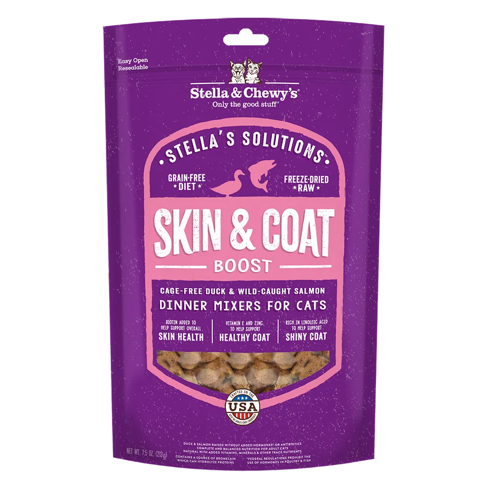 Stella & Chewy's Cat Stella's Solutions Skin & Coat Boost - Cage-Free Duck & Wild Caught Salmon 7.5oz