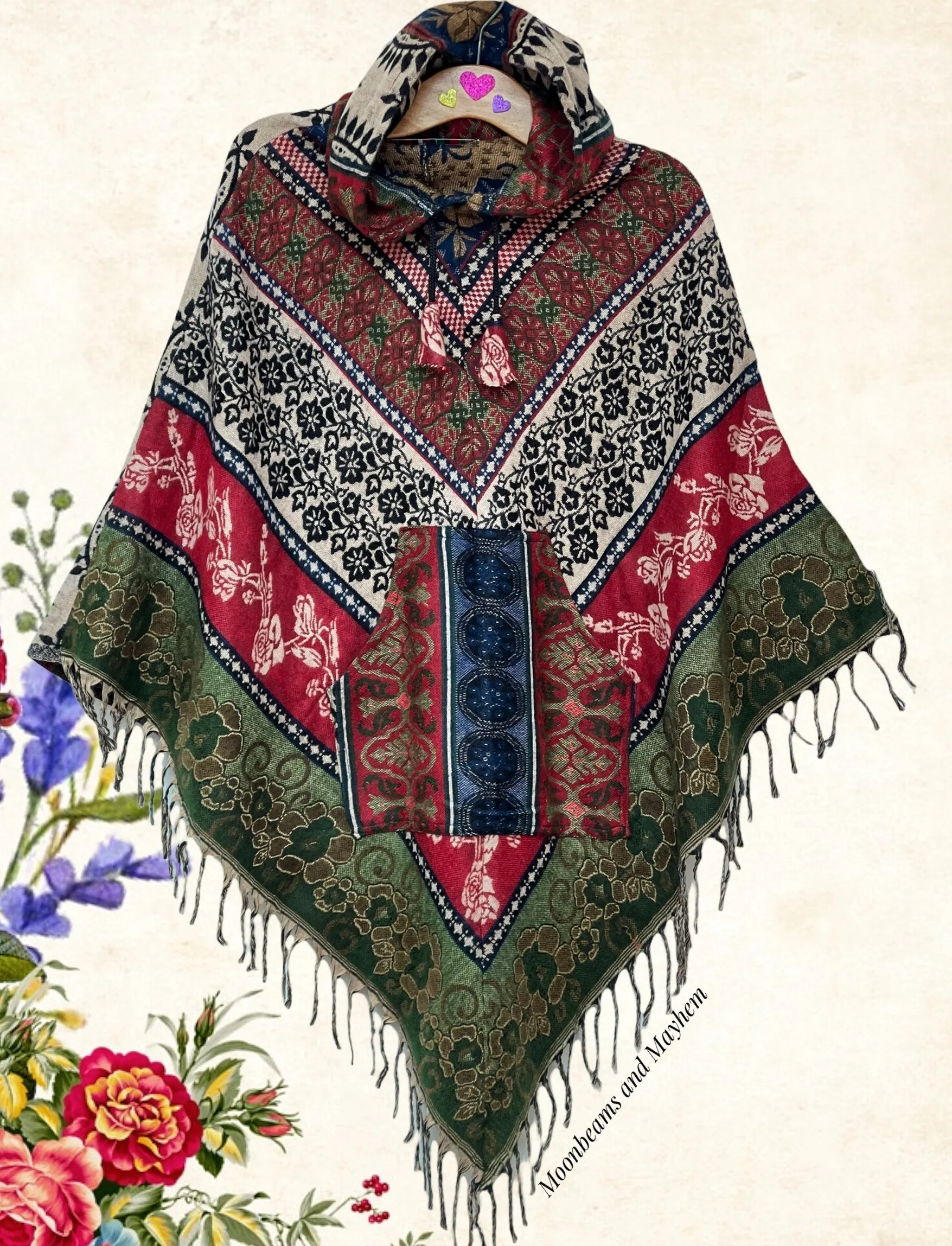 STUNNING BOHEMIAN TASSELED PONCHO (OF324)
