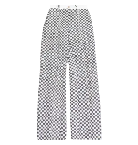 The Tsisti III black and white high-waisted pants with a duchess satin belt