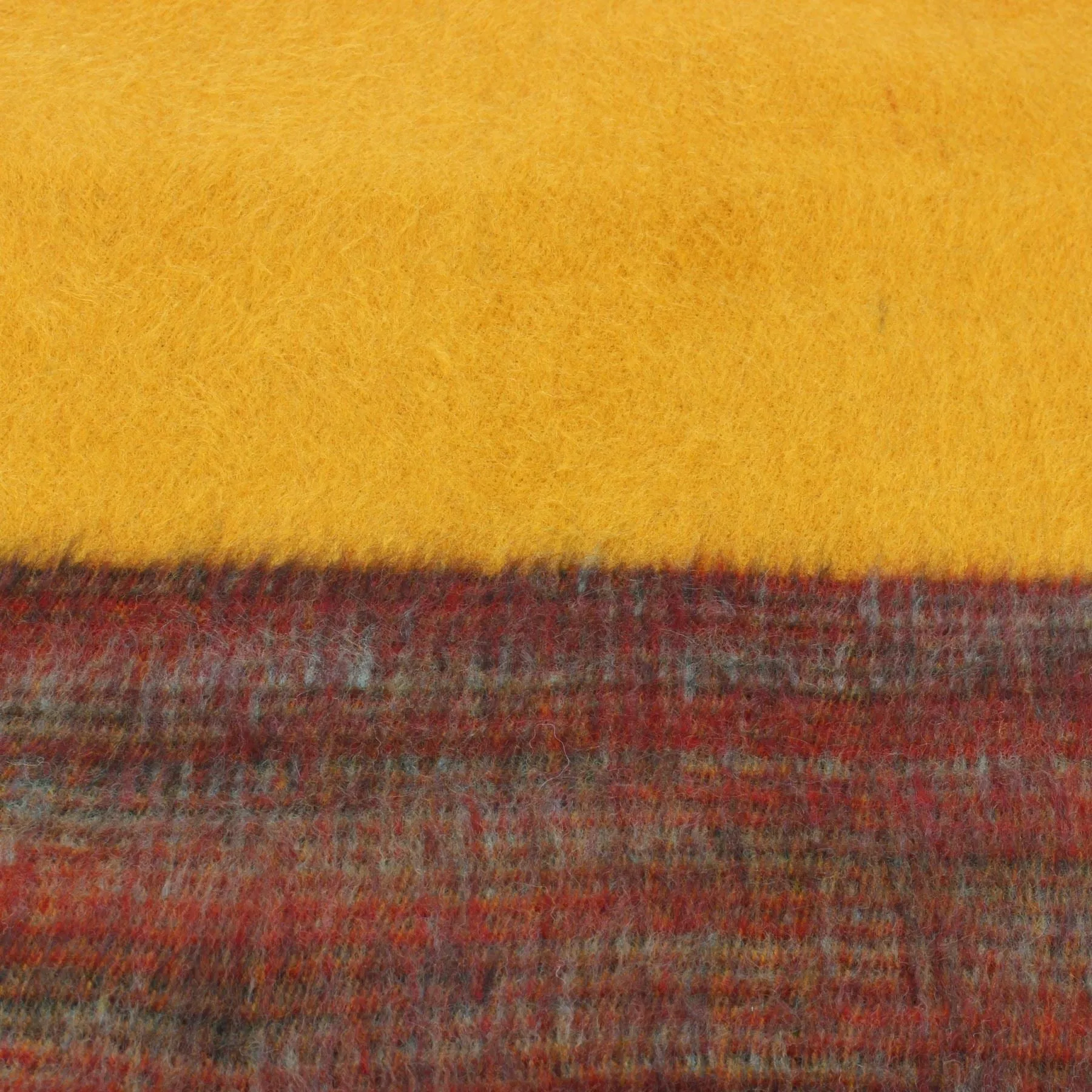 Tibetan Wool Blend Shawl Blanket - Mustard with Maroon Reverse