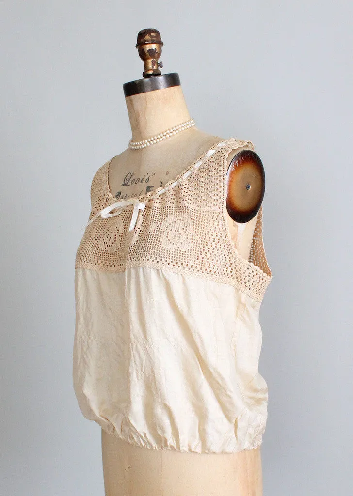 Vintage Edwardian Silk and Crochet Corset Camisole