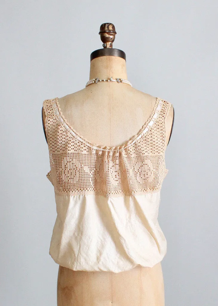 Vintage Edwardian Silk and Crochet Corset Camisole