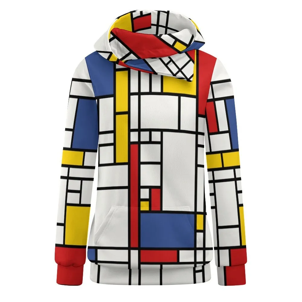 Women's Sweater, Hoodie Sweater Women, Fleece Sweater, Mondrian Sweater, 60s style sweater, Mod 60s Sweater, Women's Hoodie Sweater