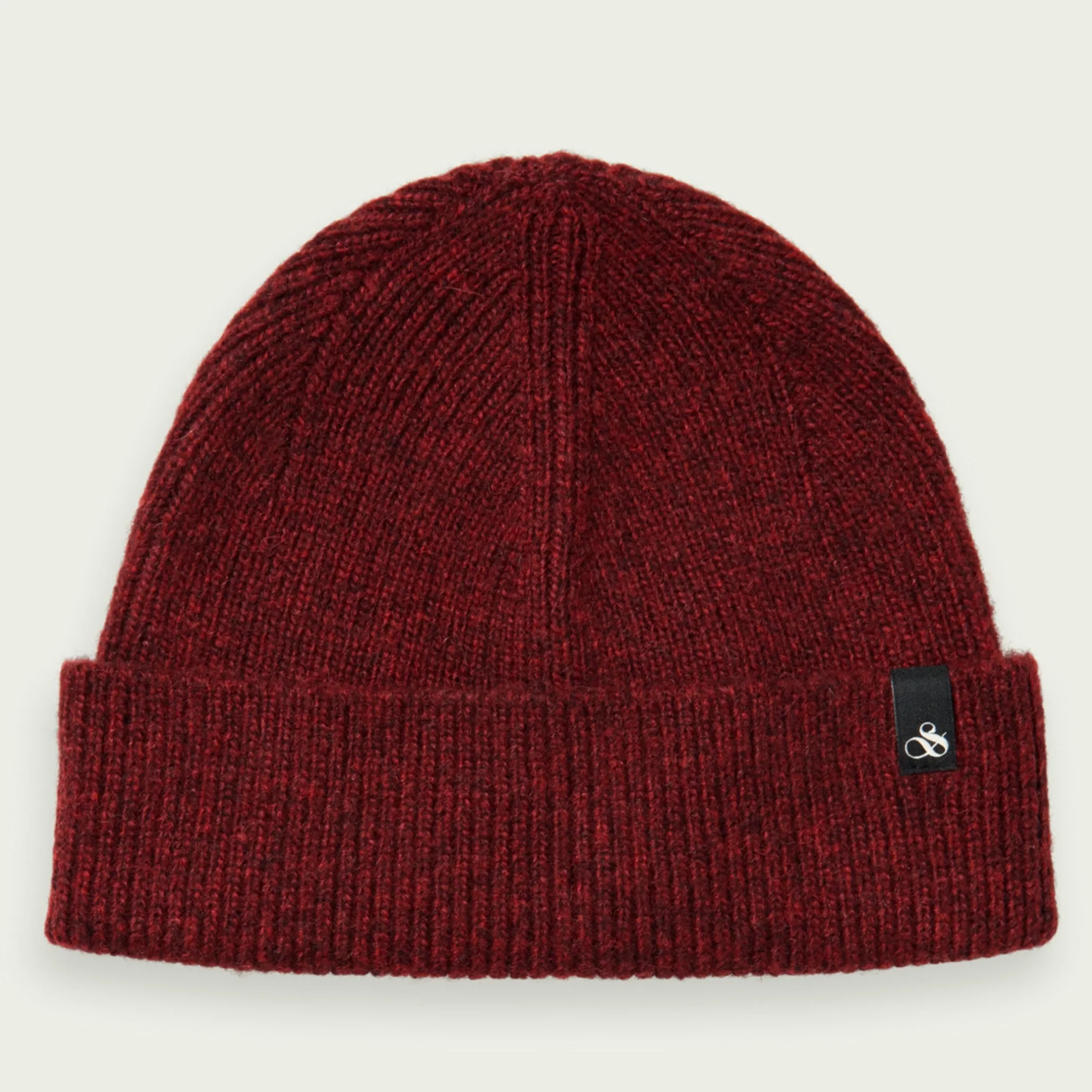 Wool Rib Knit Beanie (Rhubarb Melange)