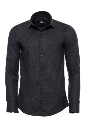 WSS Slim Fit Plain Dark Grey Men Lumberjack Shirt  - Singen