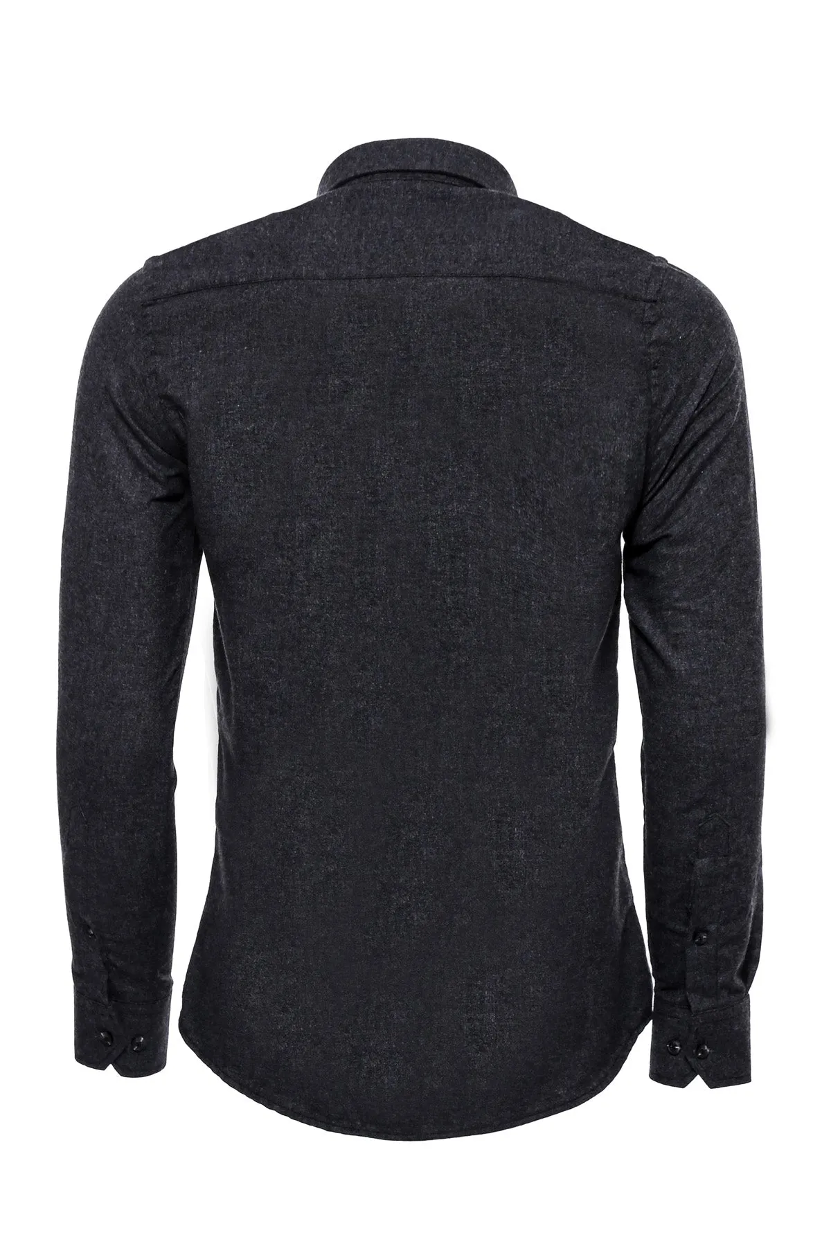 WSS Slim Fit Plain Dark Grey Men Lumberjack Shirt  - Singen