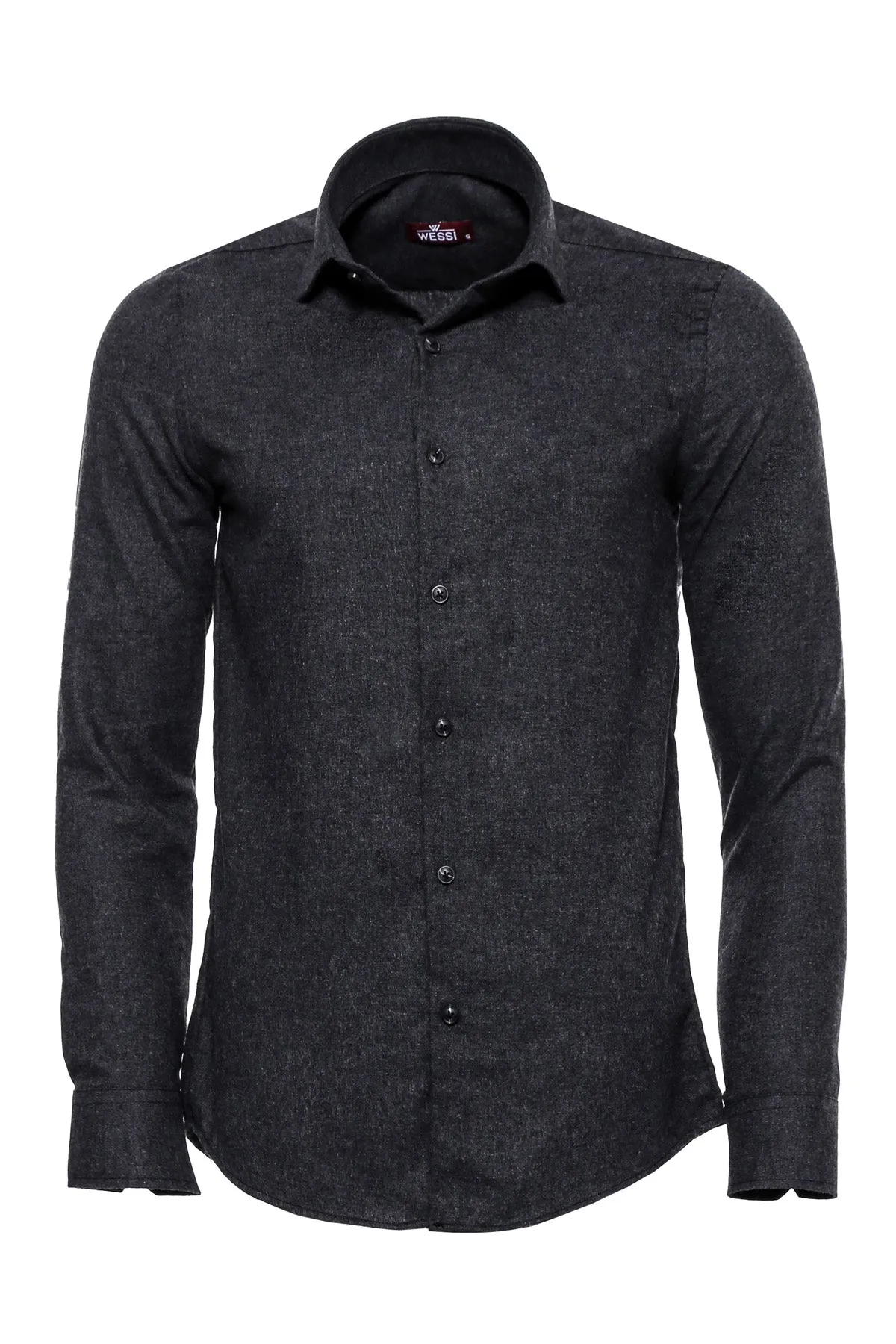WSS Slim Fit Plain Dark Grey Men Lumberjack Shirt  - Singen
