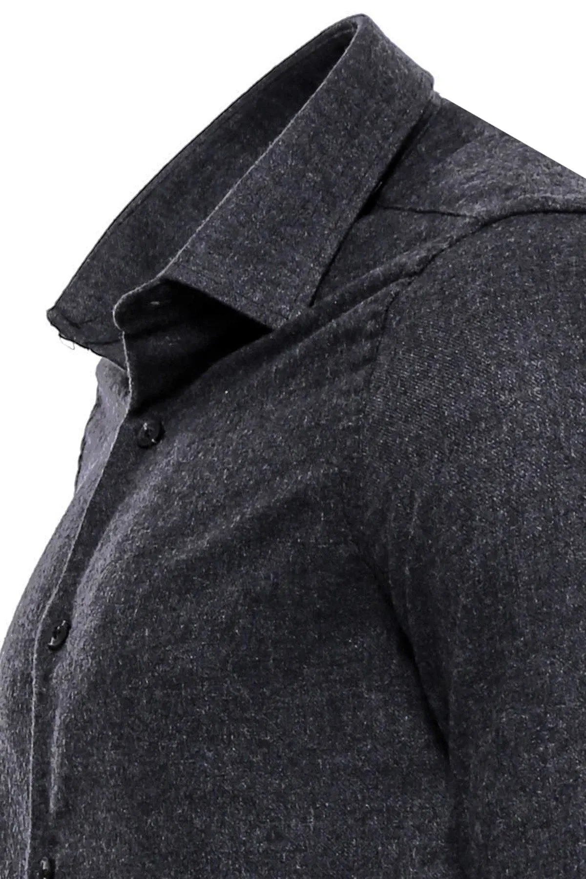 WSS Slim Fit Plain Dark Grey Men Lumberjack Shirt  - Singen