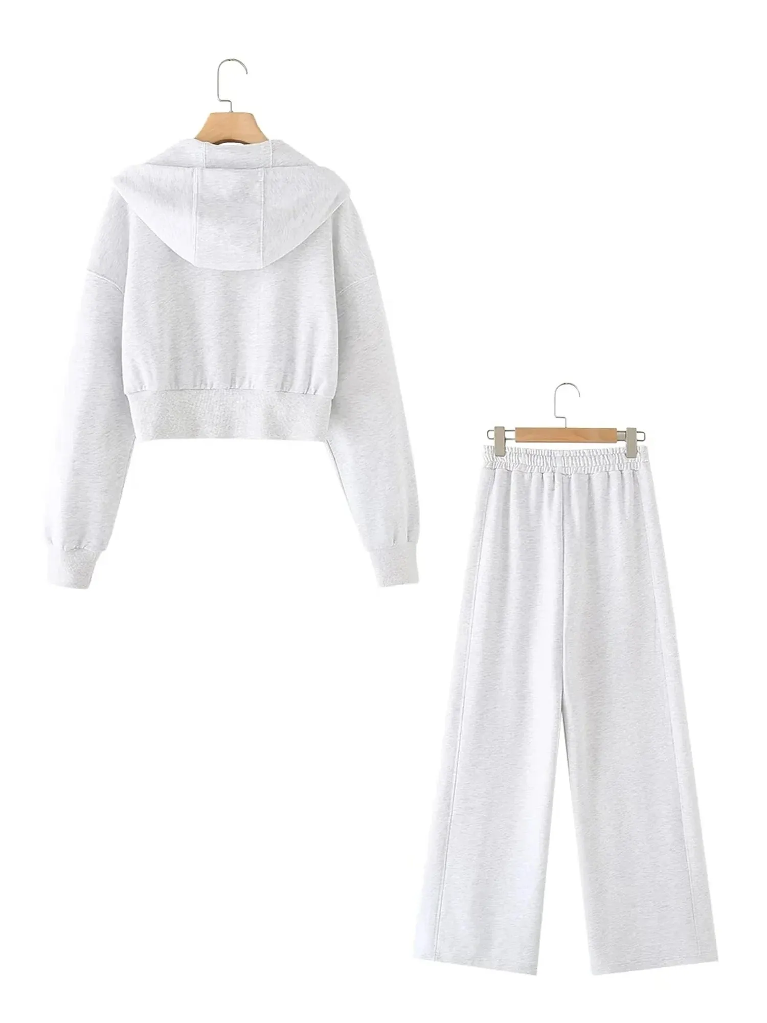 XNWMNZ New Women Solid Hoodie Pant Set Long Sleeve Hooded Coat Jacket   Tube Top   Elastic Waist Trousers Casual Sport Suits