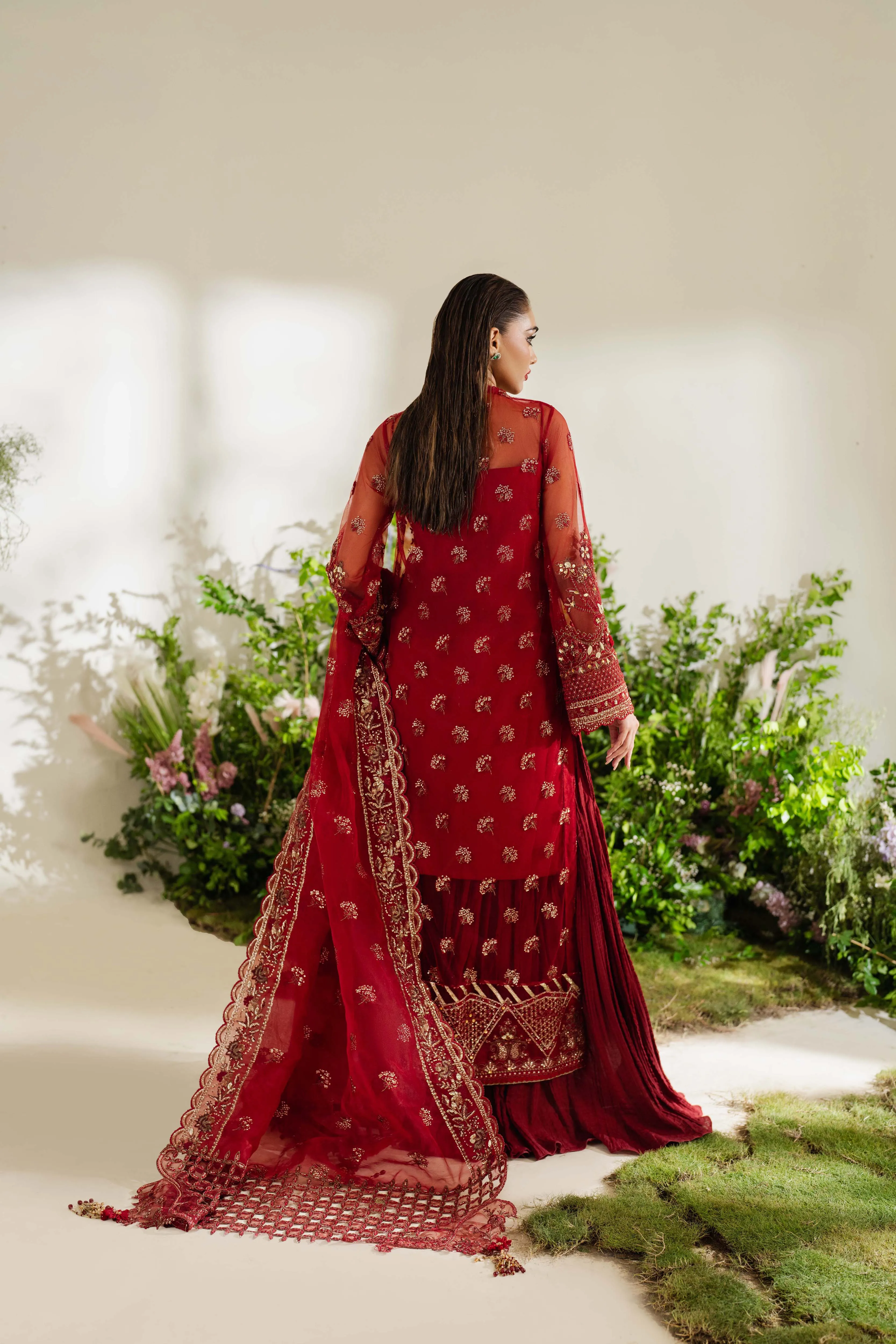 Zoya & Fatima Reem Festive Formals - 4PC Embroidered & Handwork Raw Silk – HIRAH